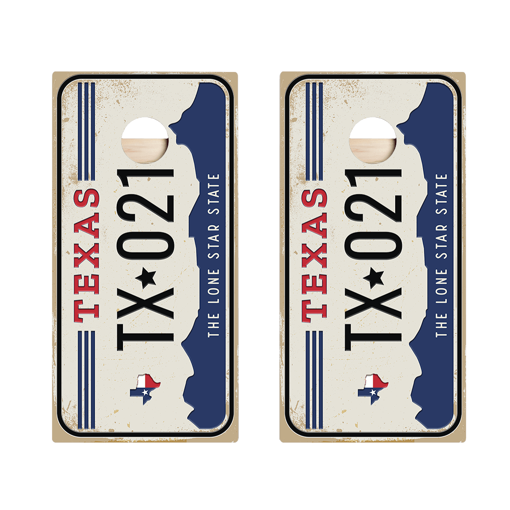 Home State License Plate Texas Star Cornhole Boards