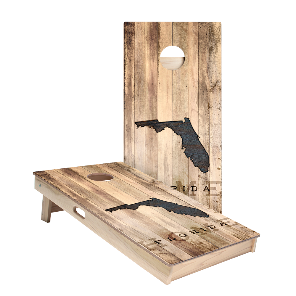 Home State Rustic Wood Florida Star Cornhole Boards