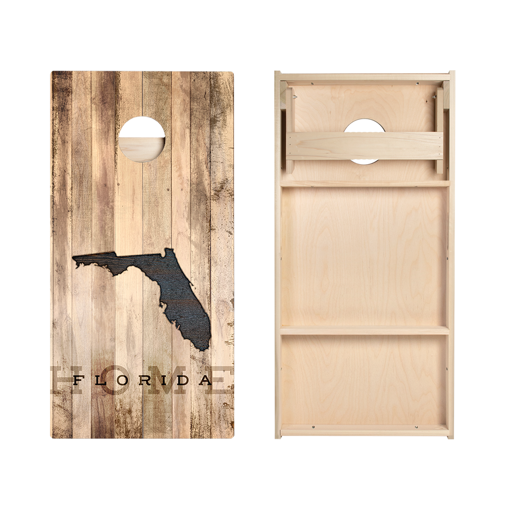 Home State Rustic Wood Florida Star Cornhole Boards