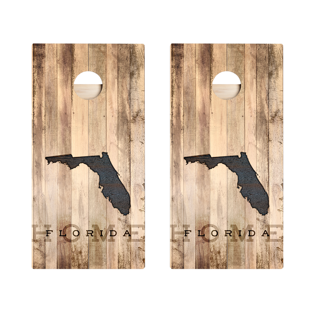 Home State Rustic Wood Florida Star Cornhole Boards