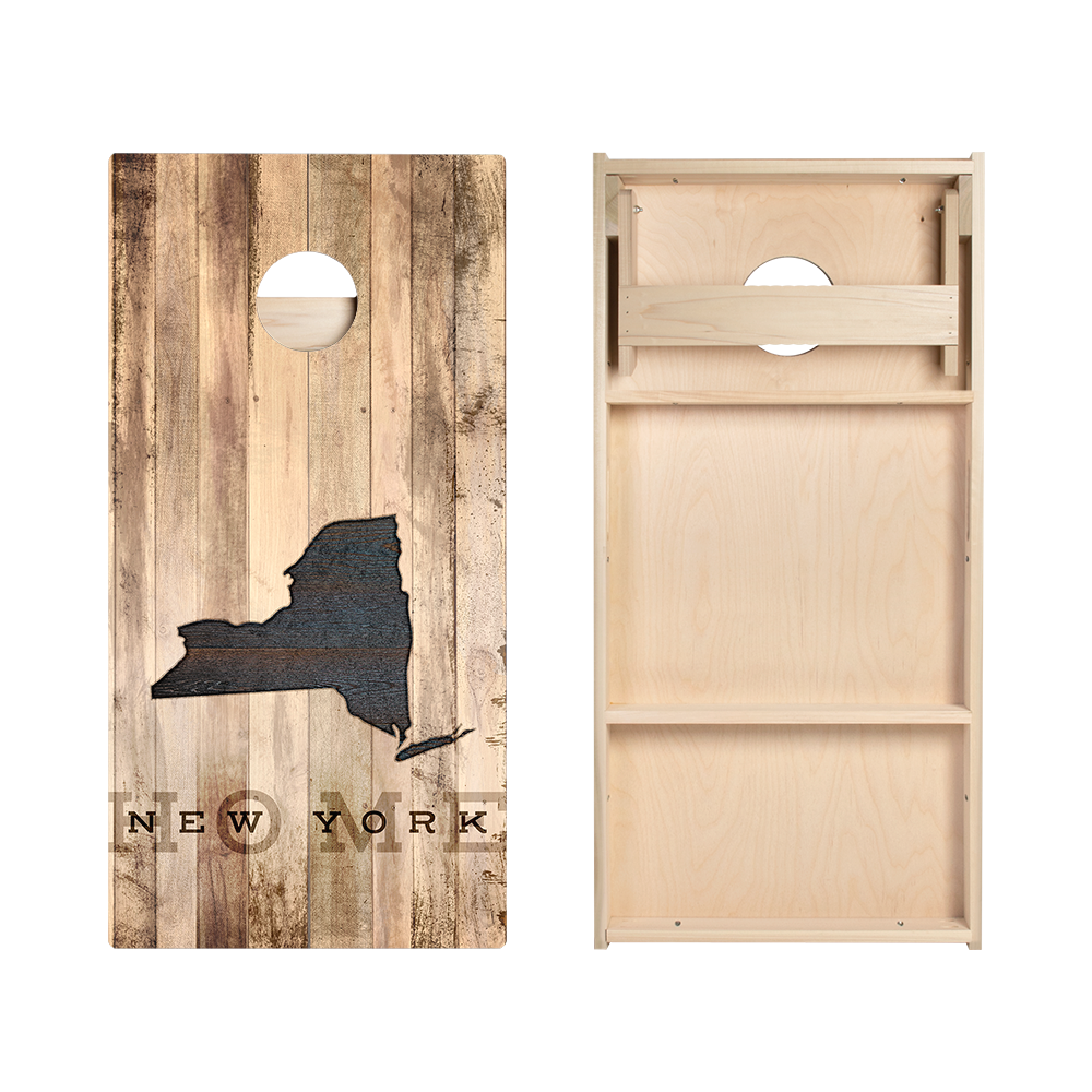 Home State Rustic Wood New York Star Cornhole Boards