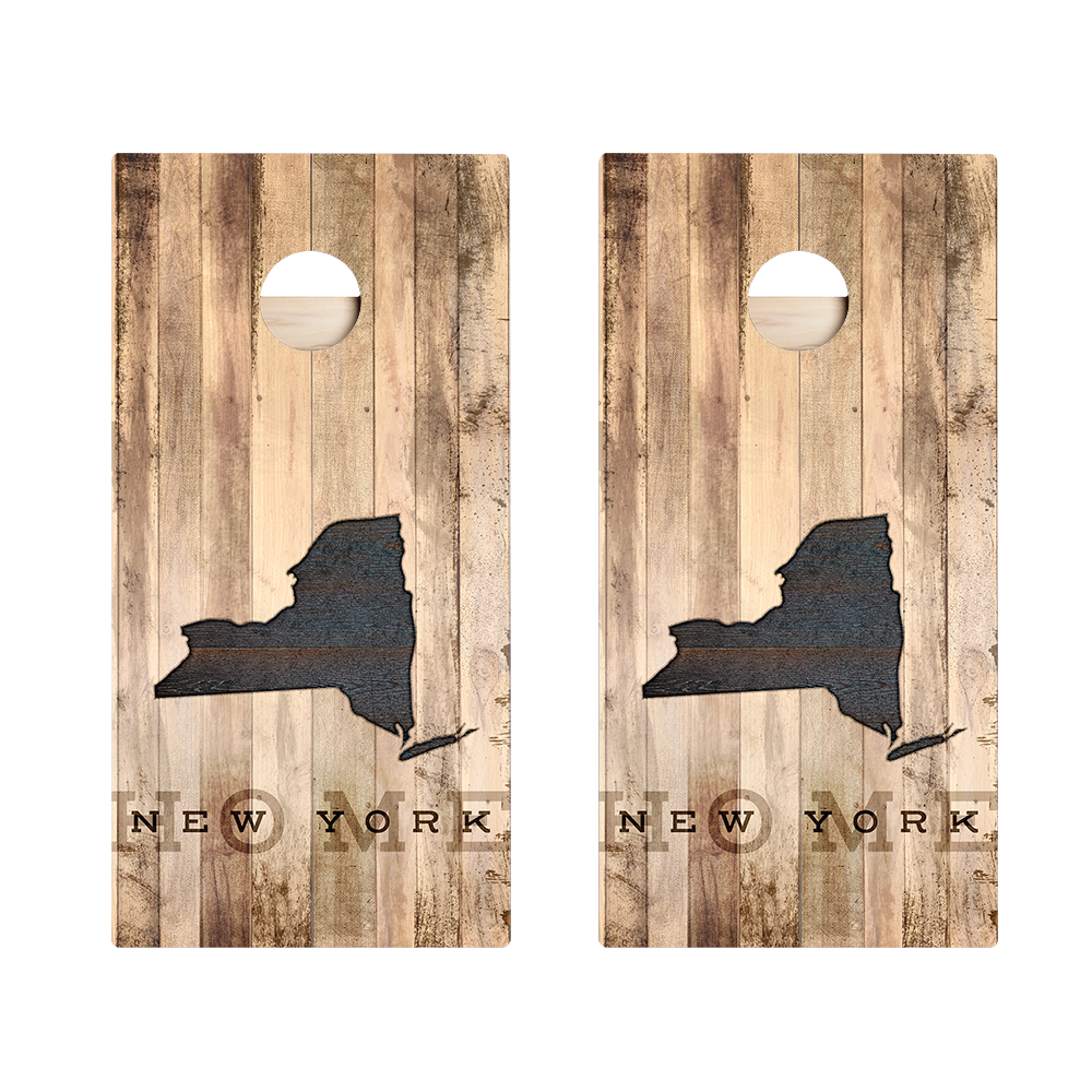 Home State Rustic Wood New York Star Cornhole Boards