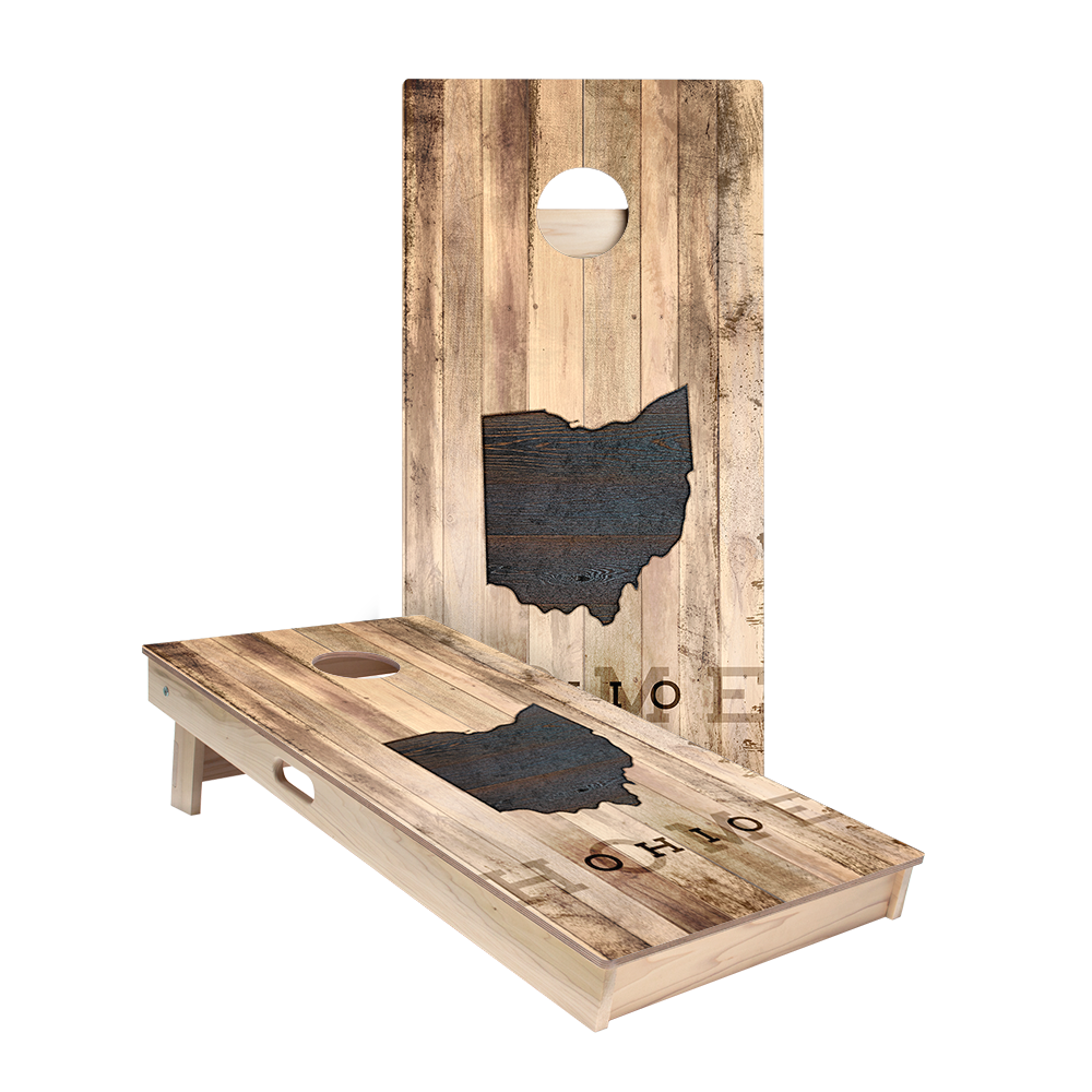 Home State Rustic Wood Ohio Star Cornhole Boards
