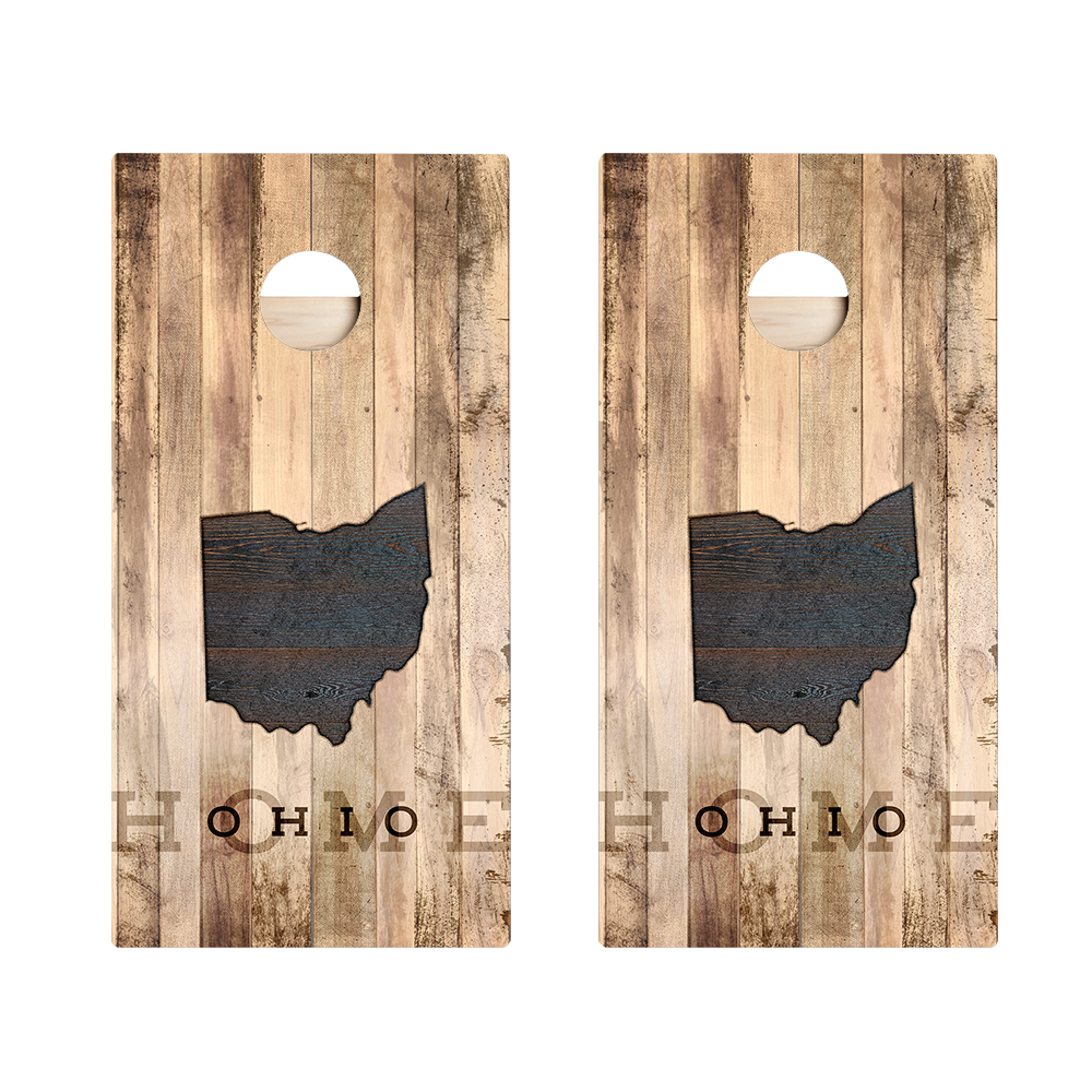 Home State Rustic Wood Ohio Star Cornhole Boards