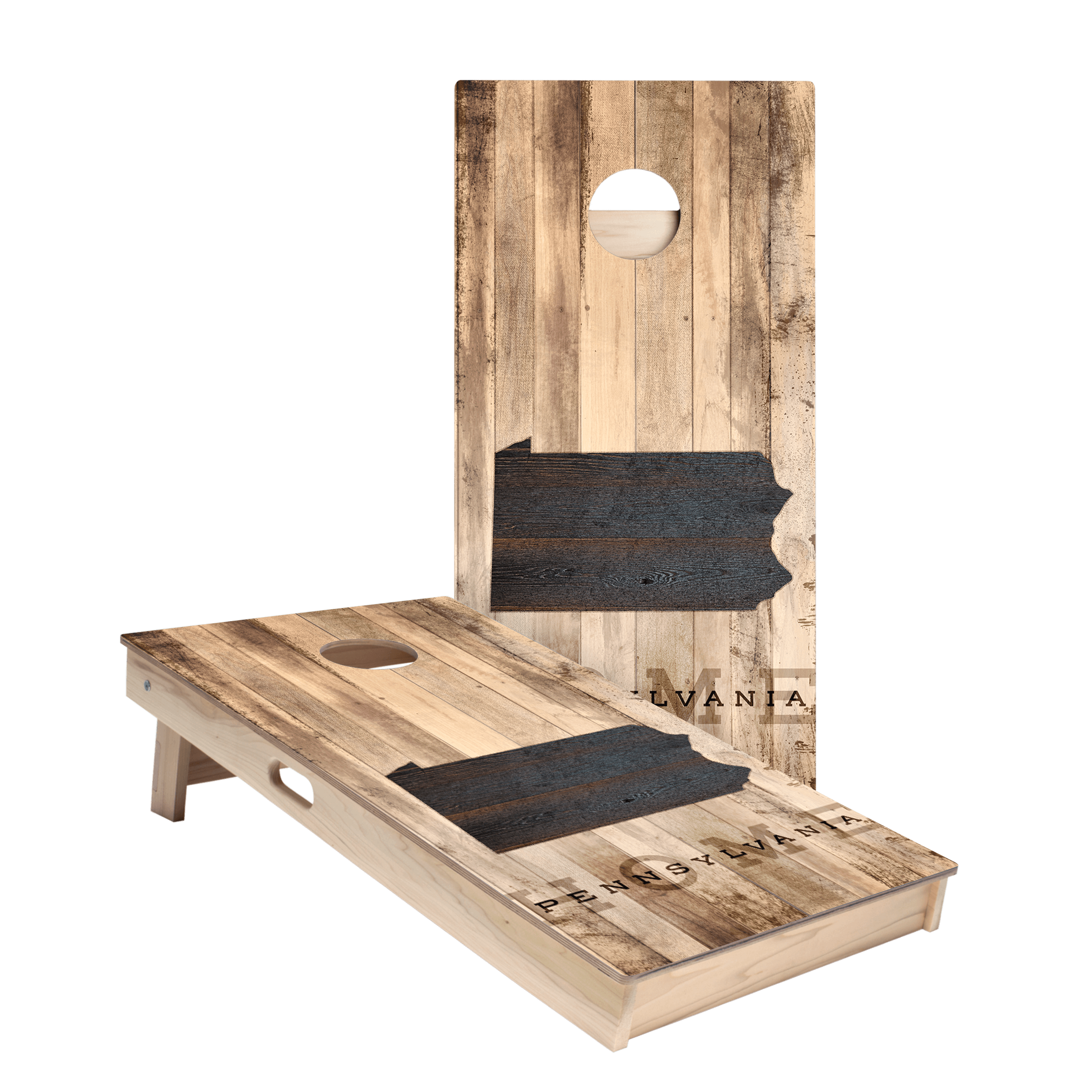 Home State Rustic Wood Pennsylvania Star Cornhole Boards