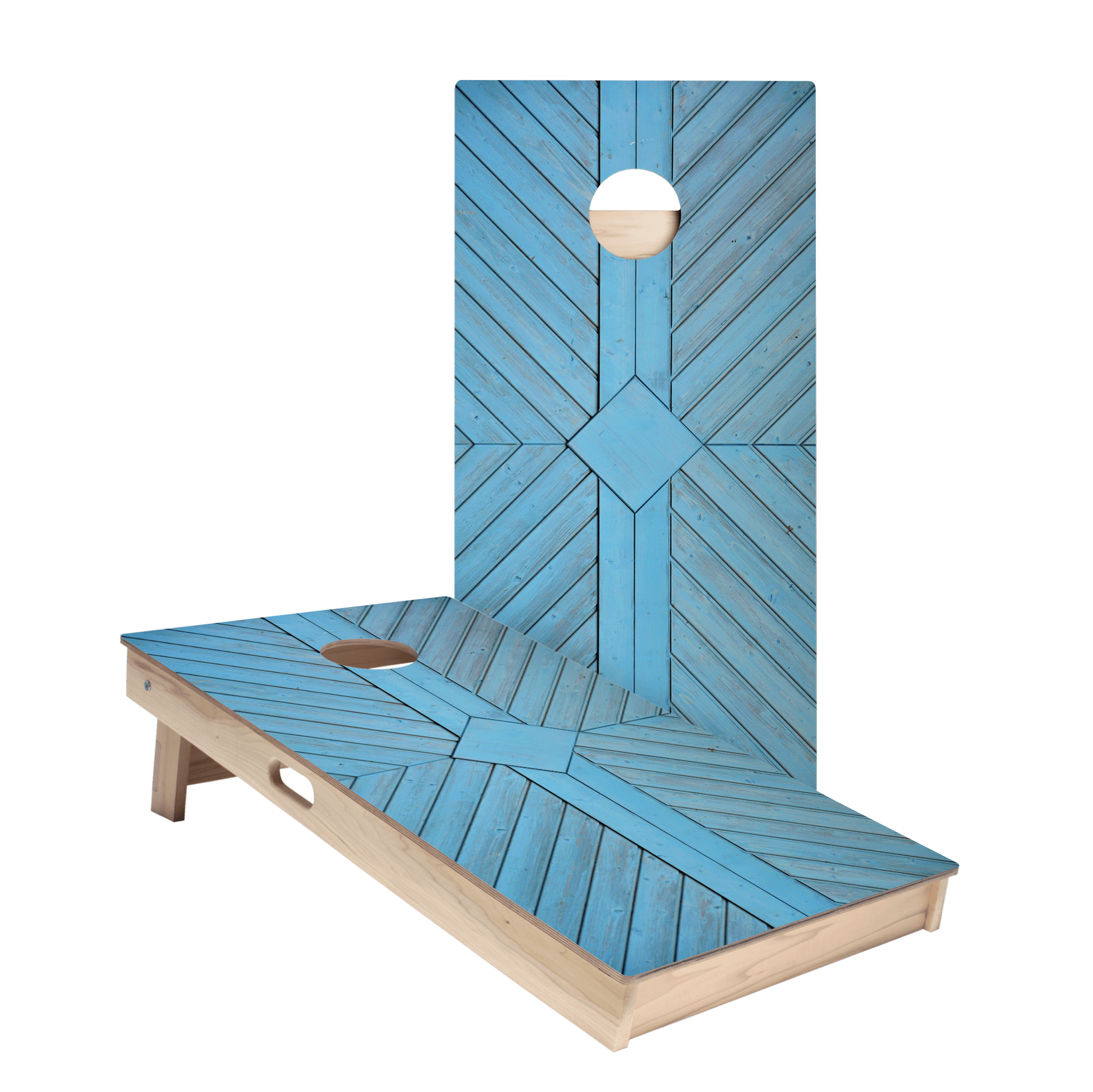 Blue Panel Wood Star Cornhole Boards