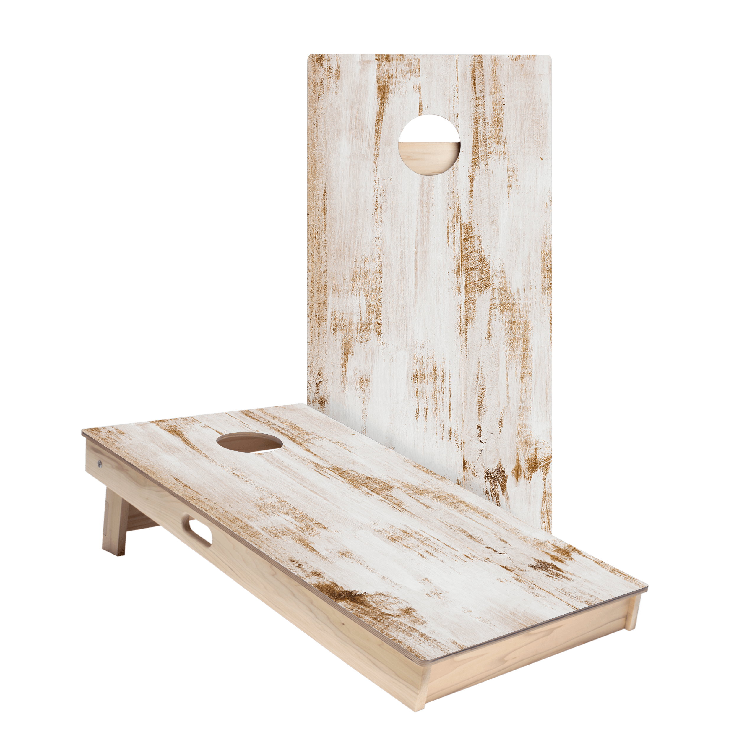 Whitewashed Wood Star Cornhole Boards