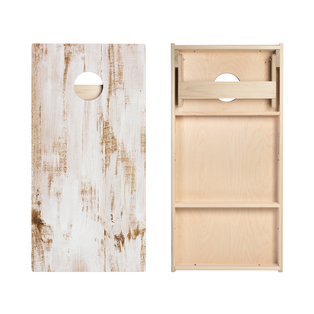 Whitewashed Wood Star Cornhole Boards