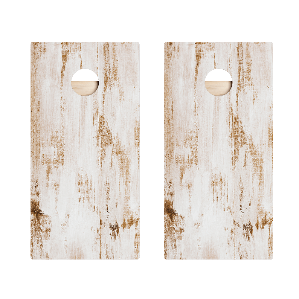 Whitewashed Wood Star Cornhole Boards