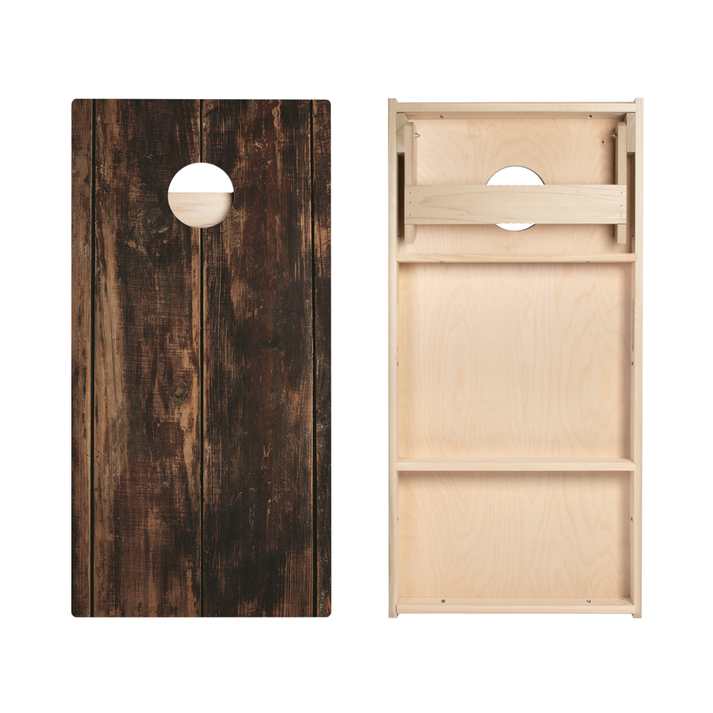 Dark Wood Panel Star Cornhole Boards