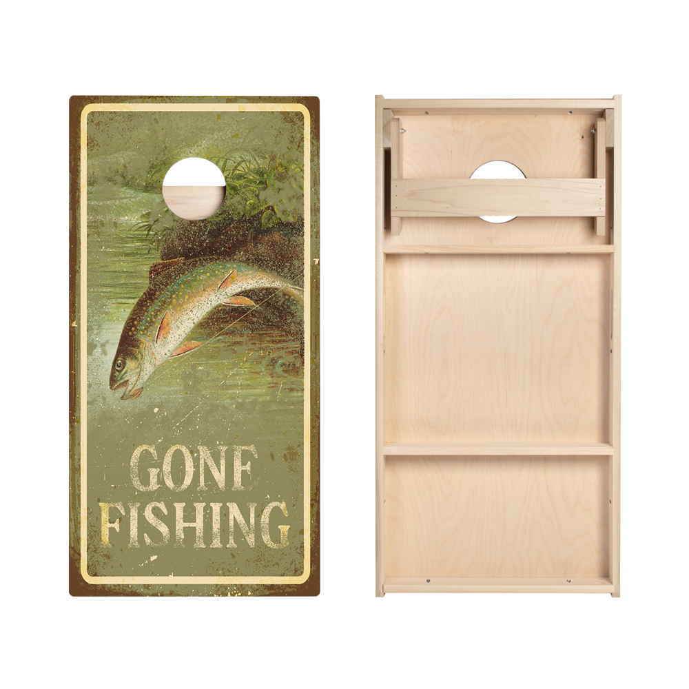 Gone Fishin Sign Star Cornhole Boards