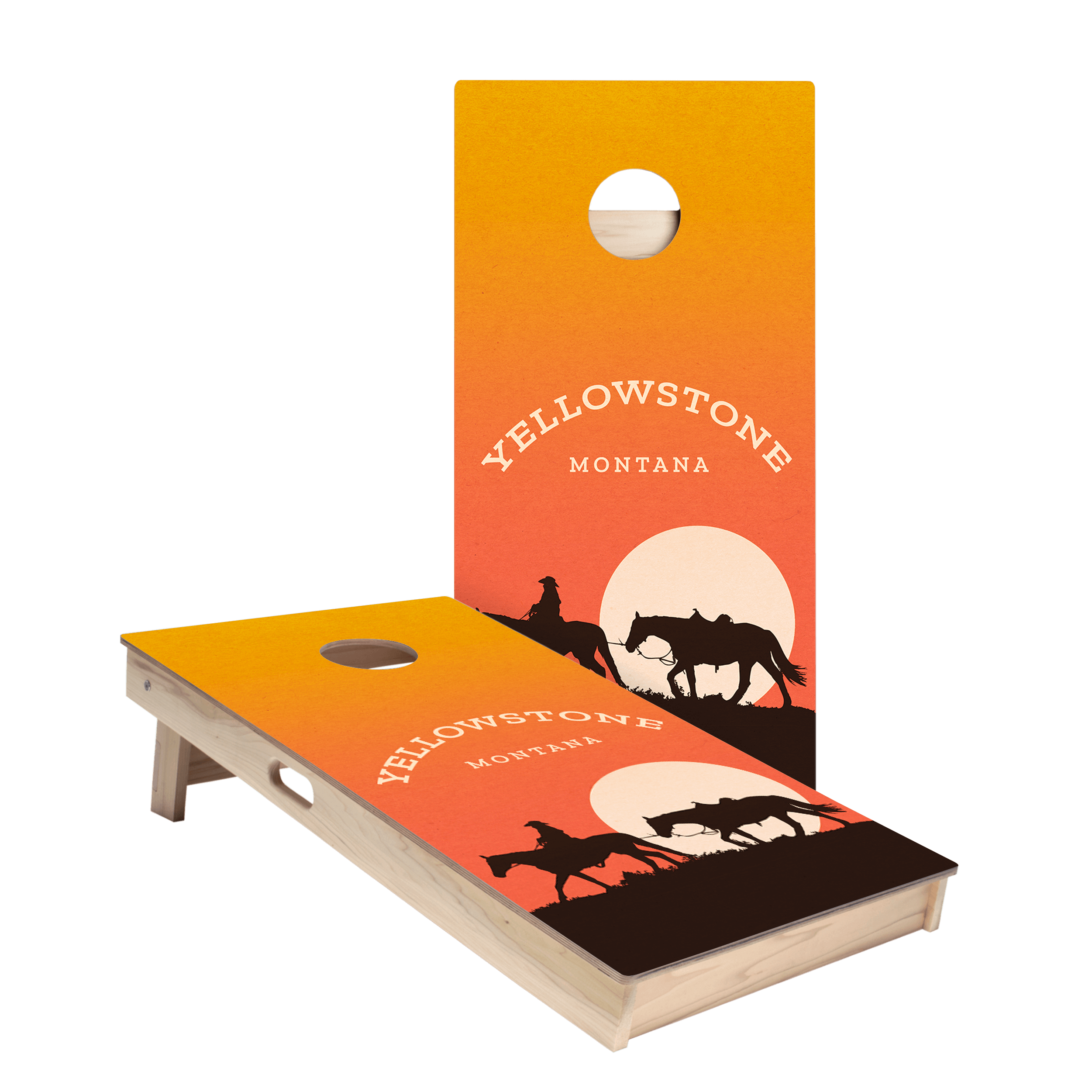 Yellowstone Sunset Star Cornhole Boards