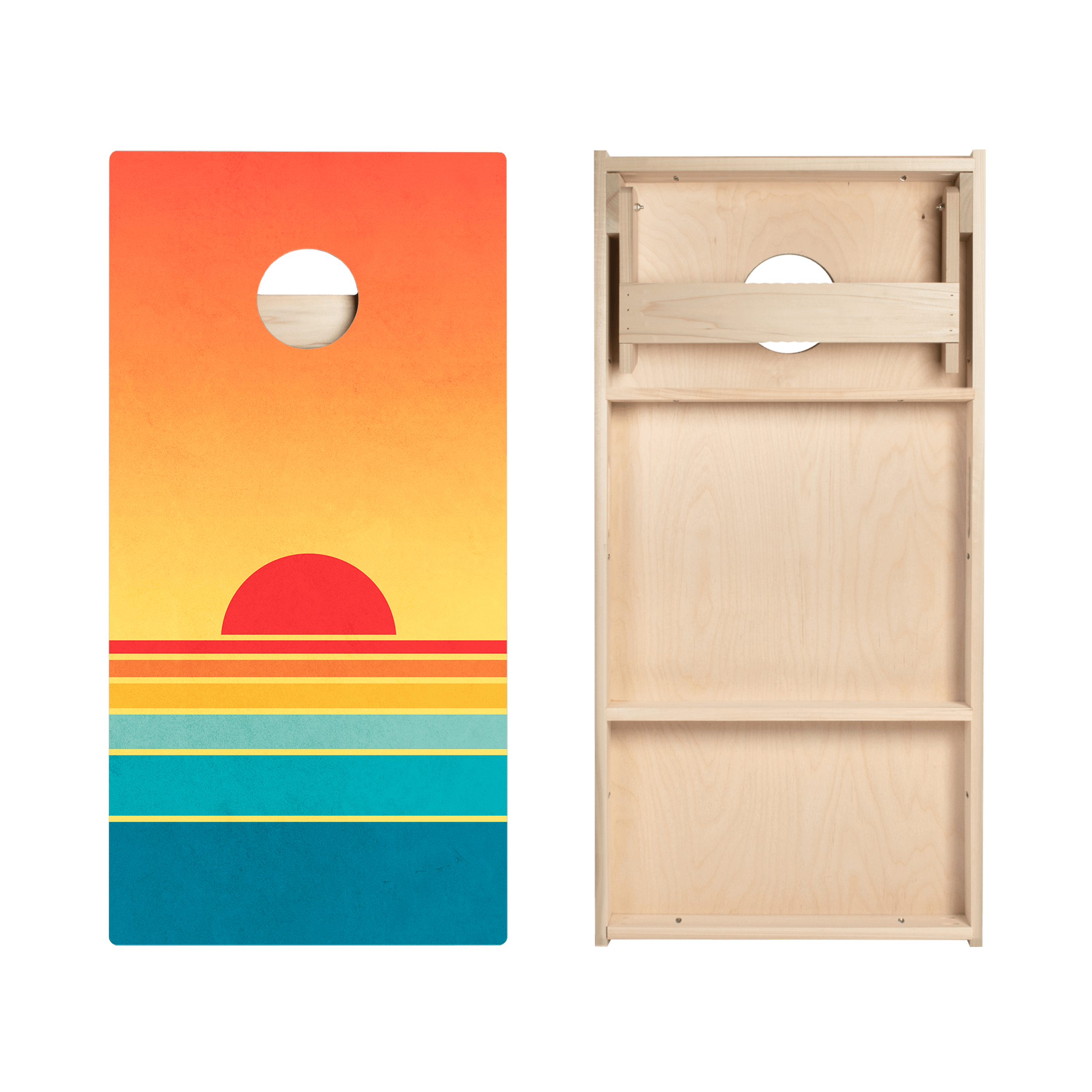 Retro Stripes Sunset Star Cornhole Boards