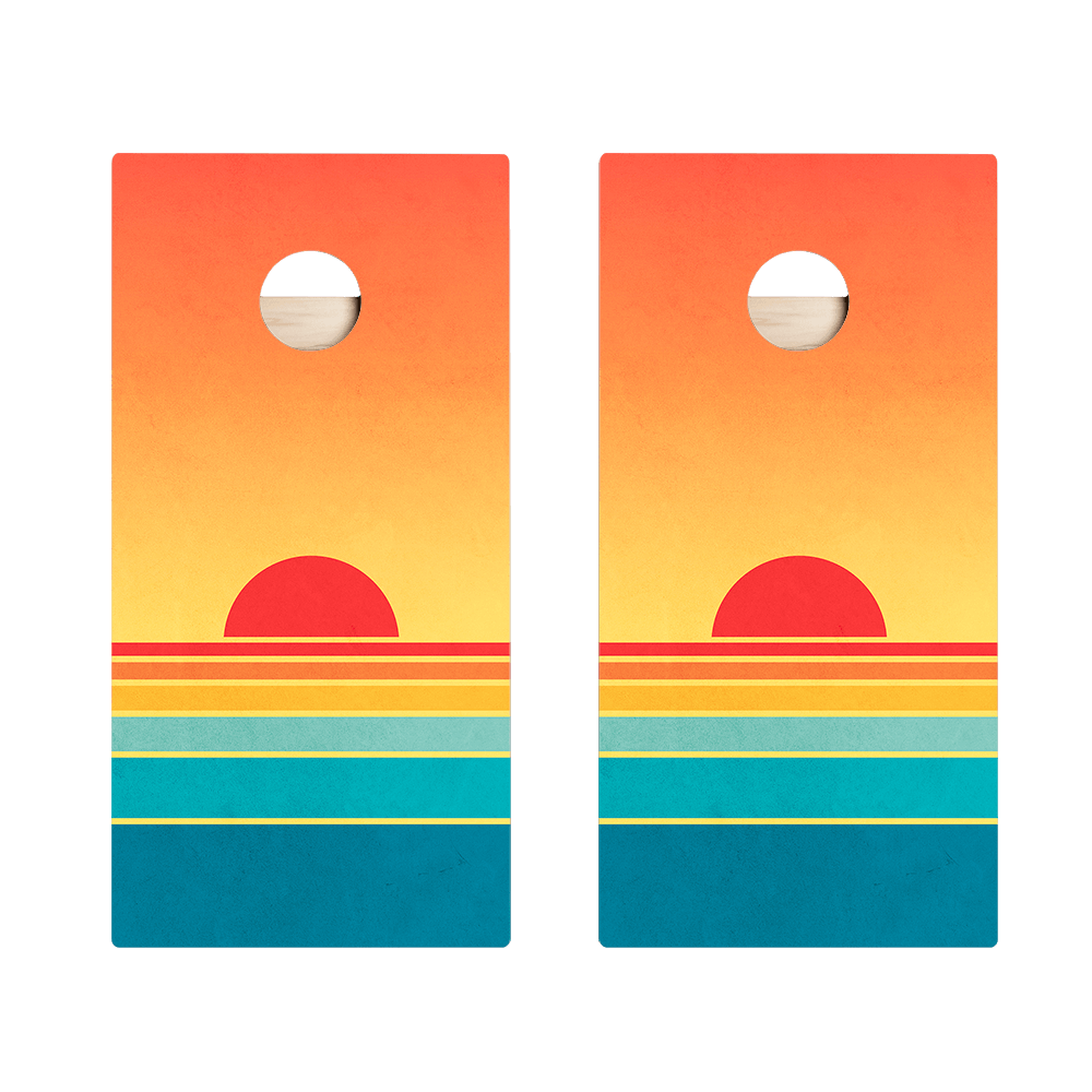 Retro Stripes Sunset Star Cornhole Boards