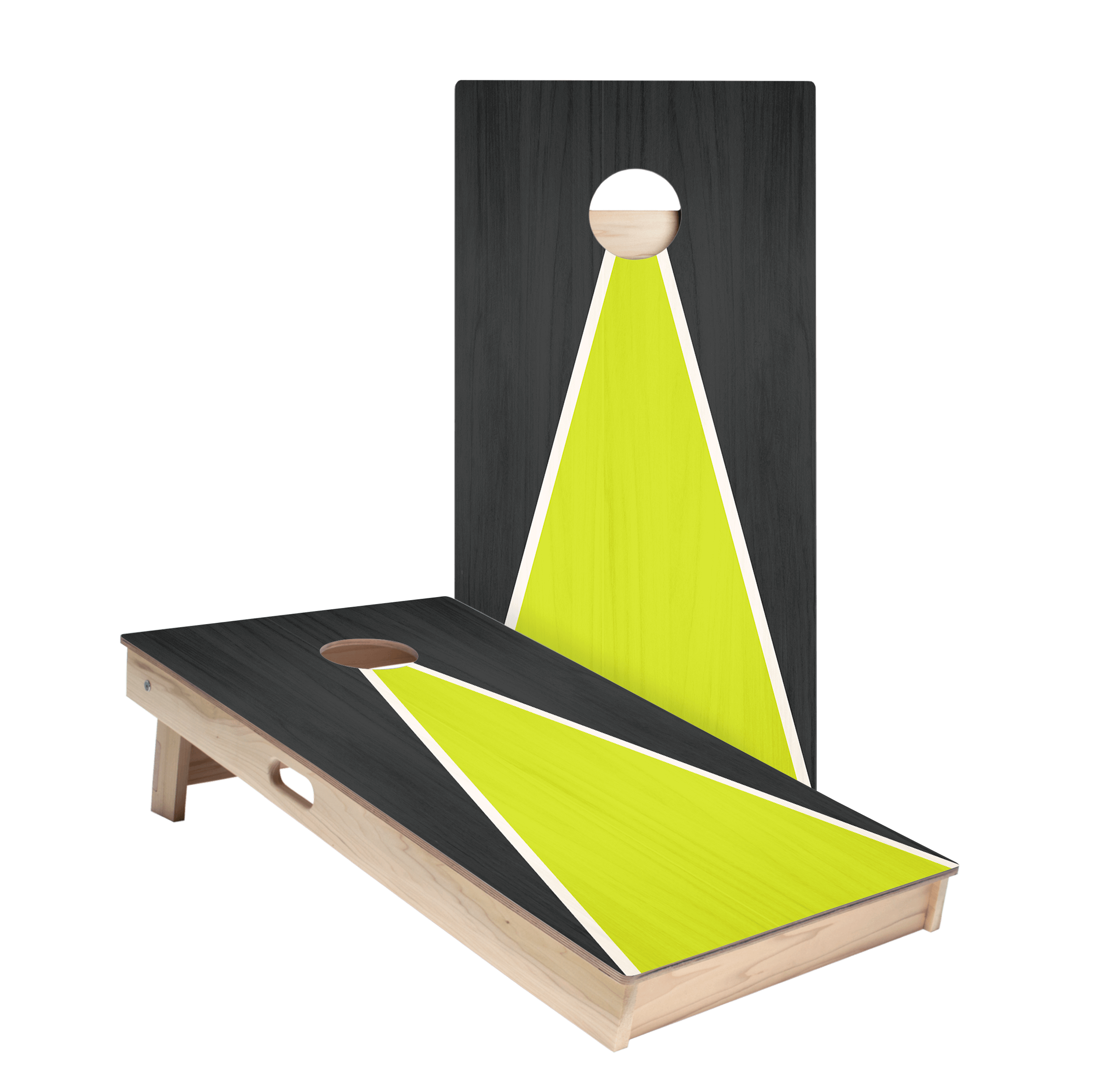 Classic Triangle - Black and Neon Green Star Cornhole Boards