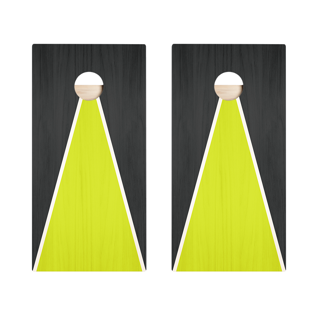 Classic Triangle - Black and Neon Green Star Cornhole Boards