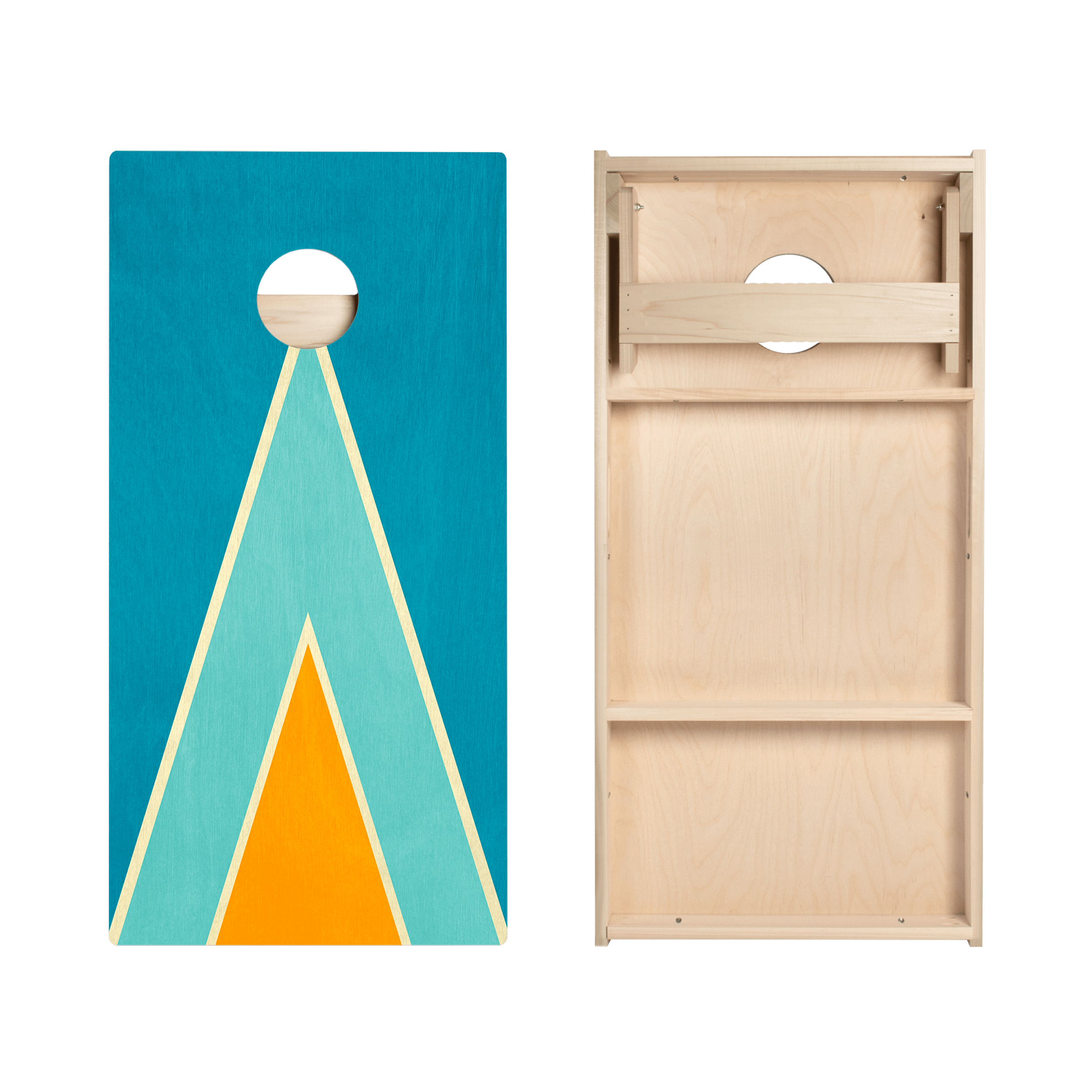 Classic Retro Triangle - Blue and Orange Star Cornhole Boards