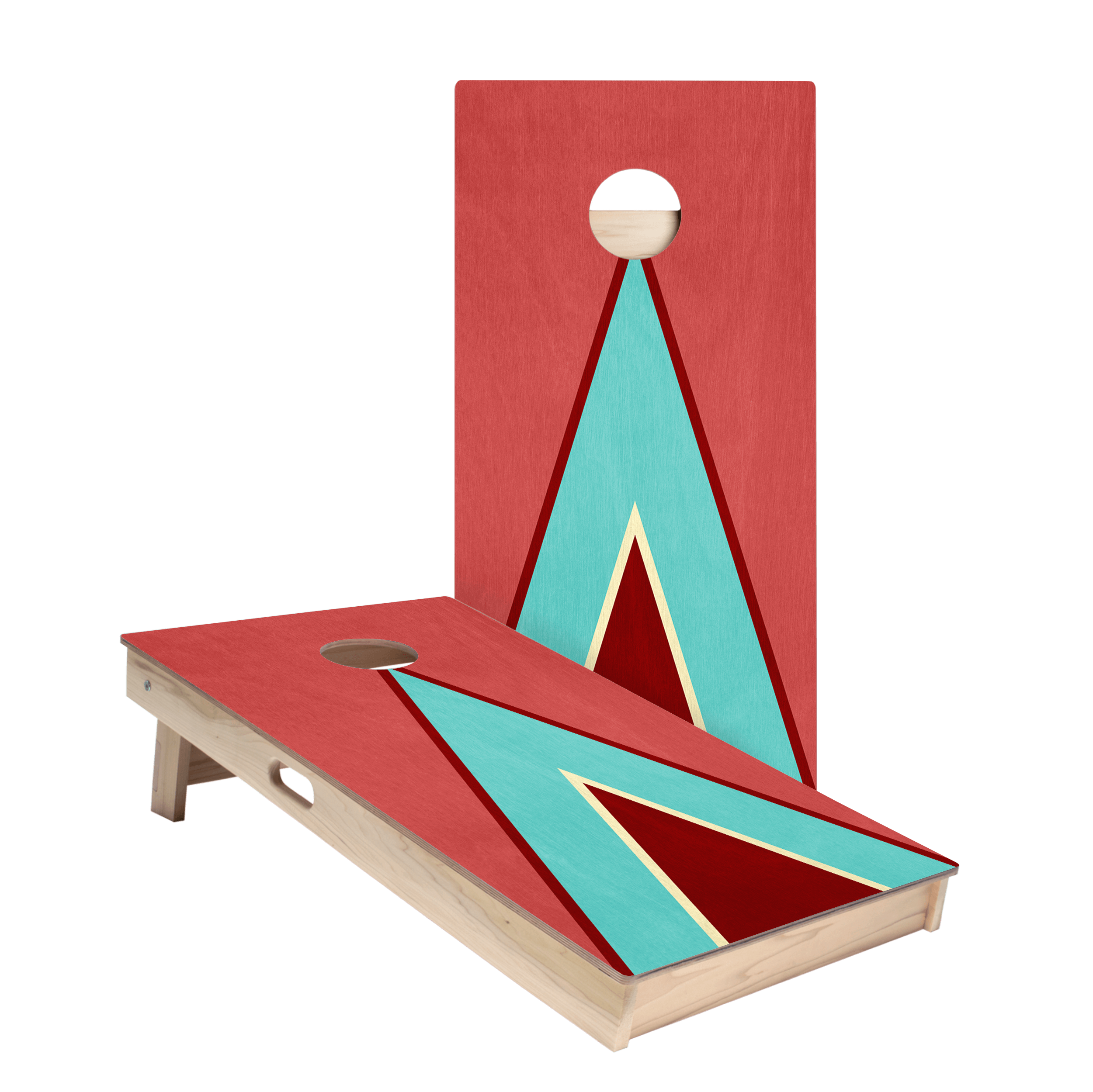 Classic Retro Triangle - Red and Blue Star Cornhole Boards