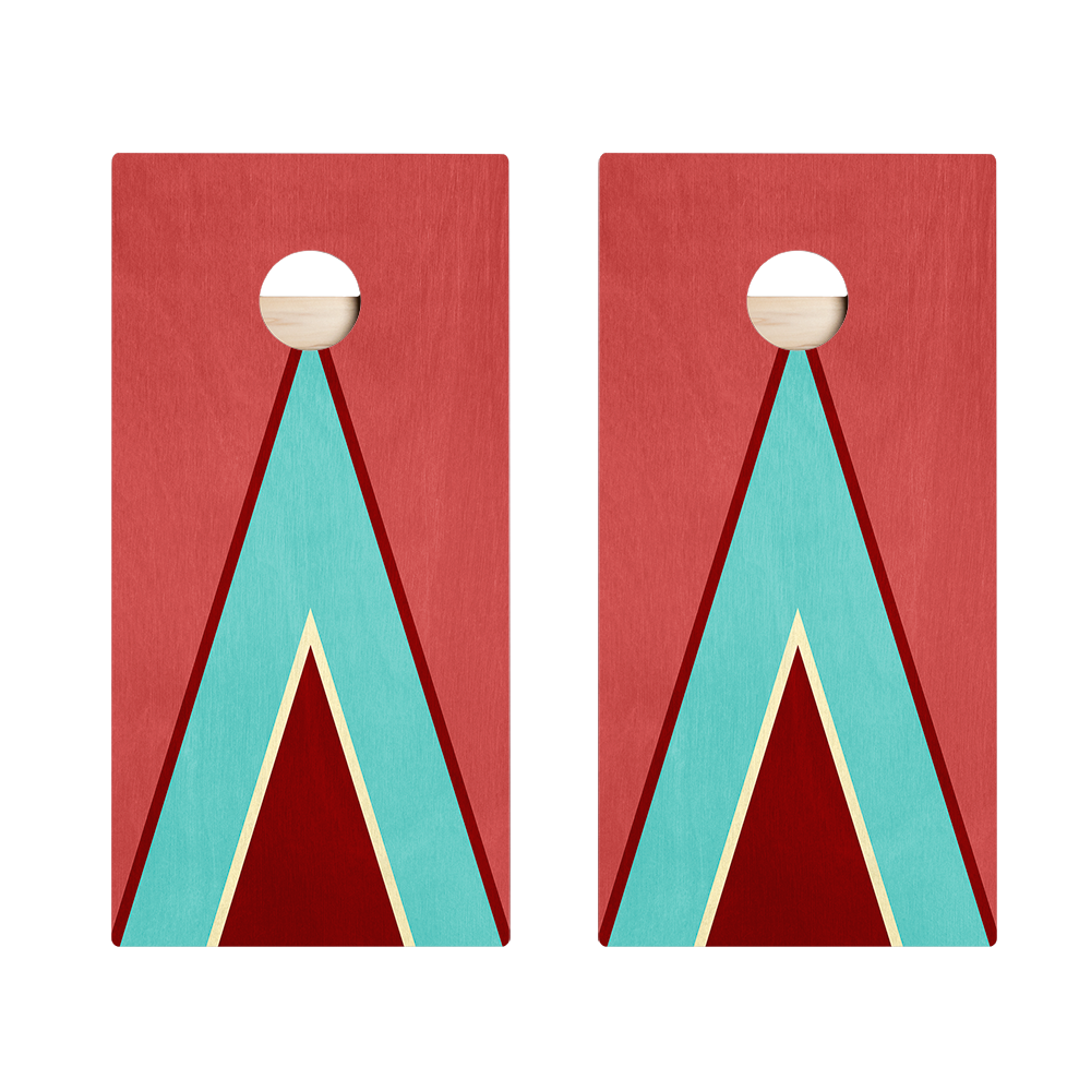 Classic Retro Triangle - Red and Blue Star Cornhole Boards