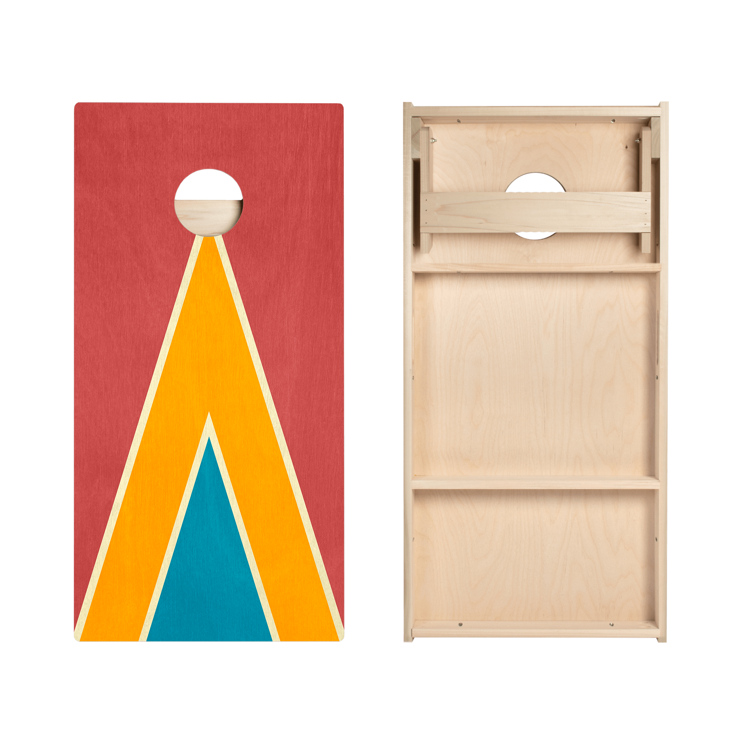 Classic Retro Triangle - Red, Orange, and Blue Star Cornhole Boards