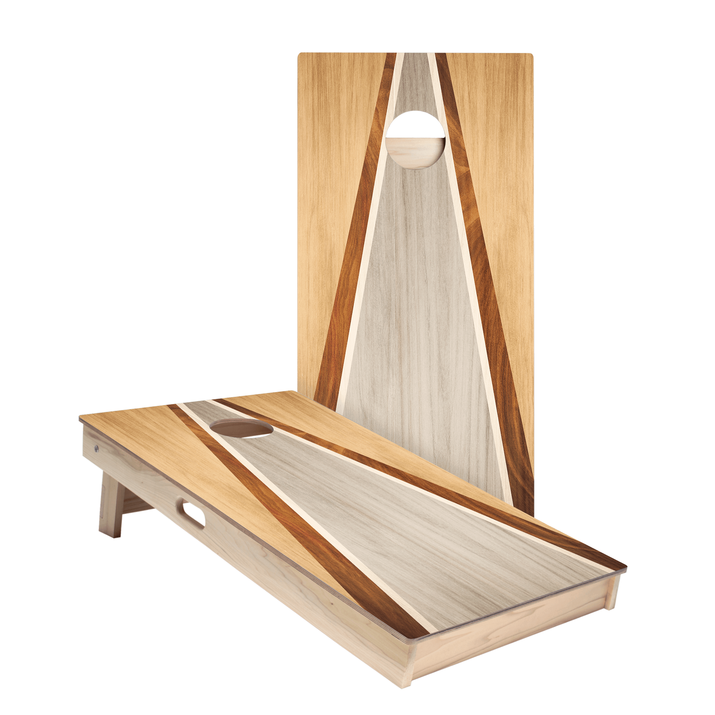 Full Triangle - Natural and Gray Wood Star Cornhole Boards
