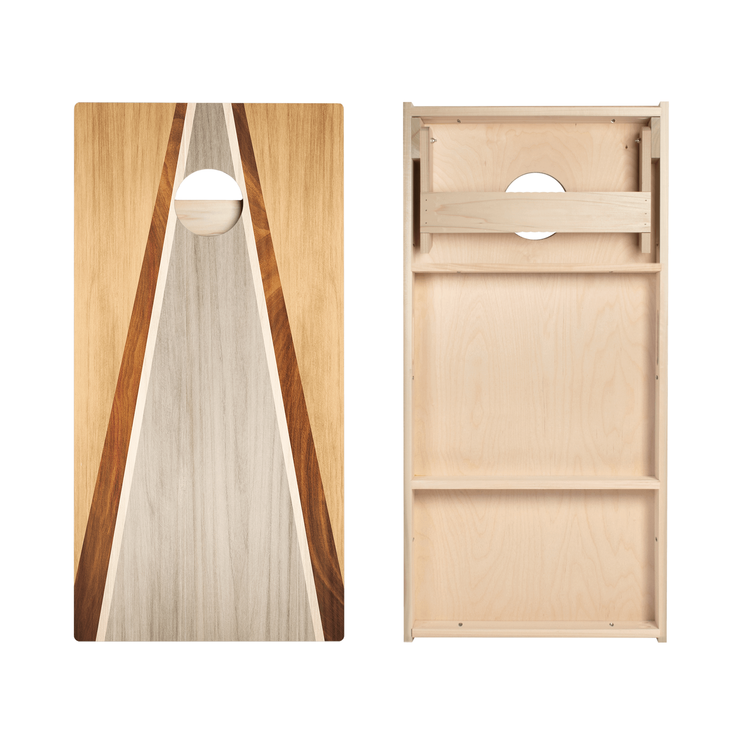 Full Triangle - Natural and Gray Wood Star Cornhole Boards