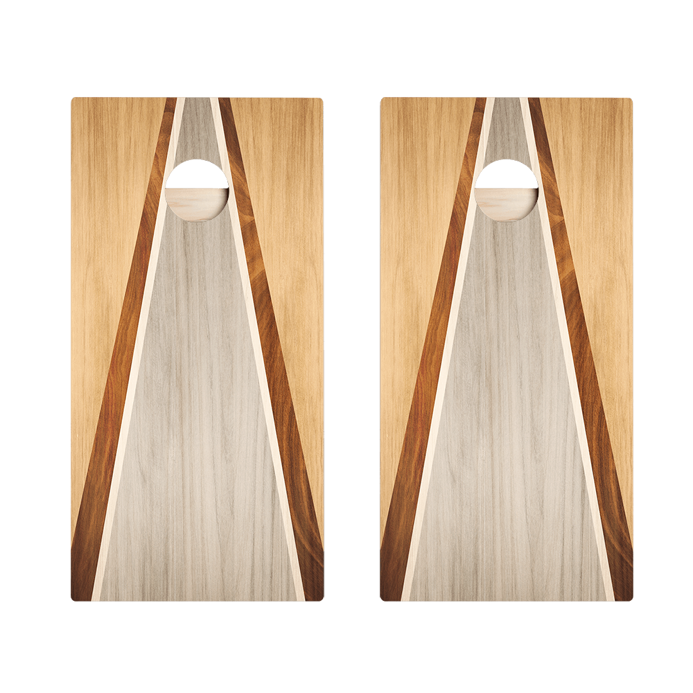 Full Triangle - Natural and Gray Wood Star Cornhole Boards
