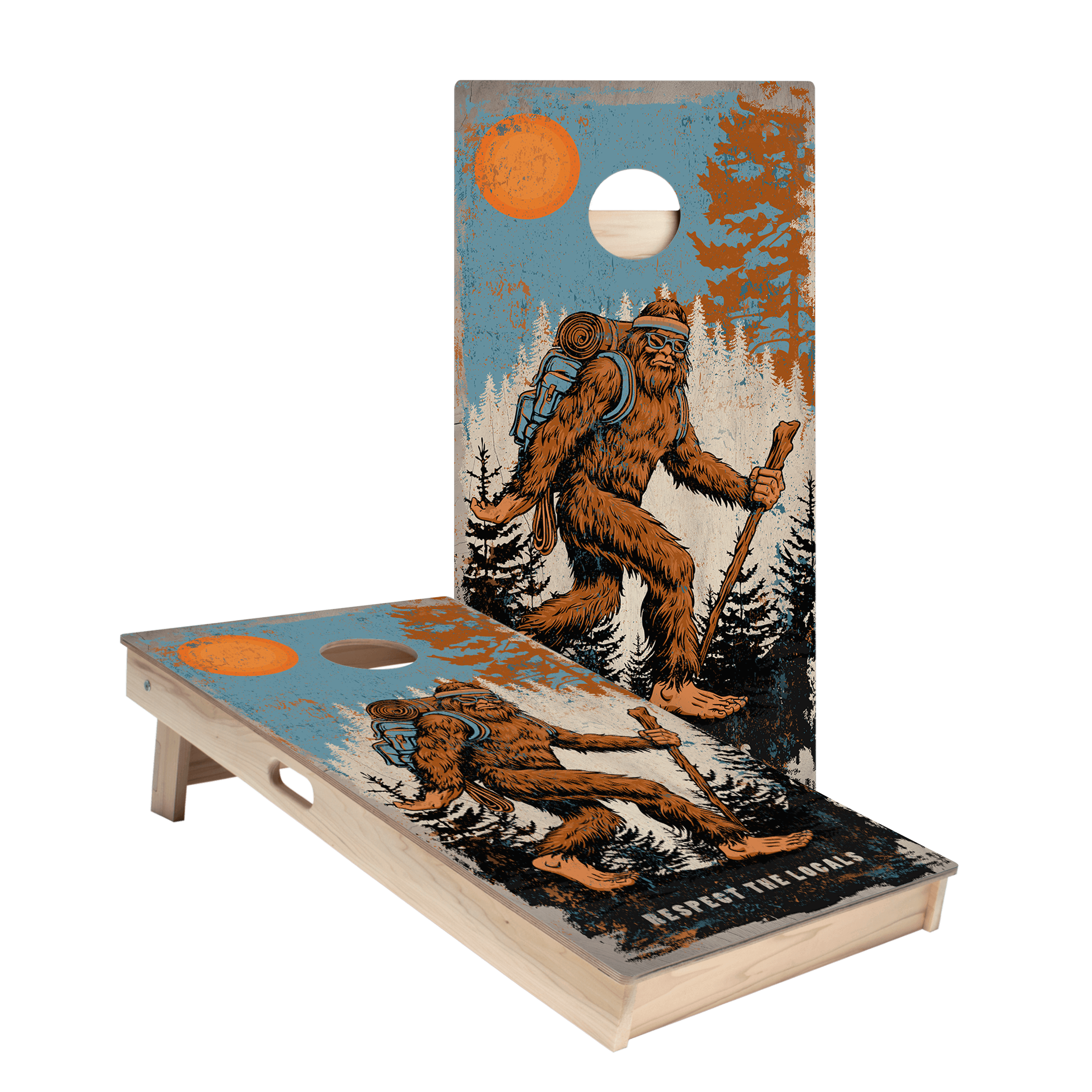 Hiking Sasquatch Star Cornhole Boards