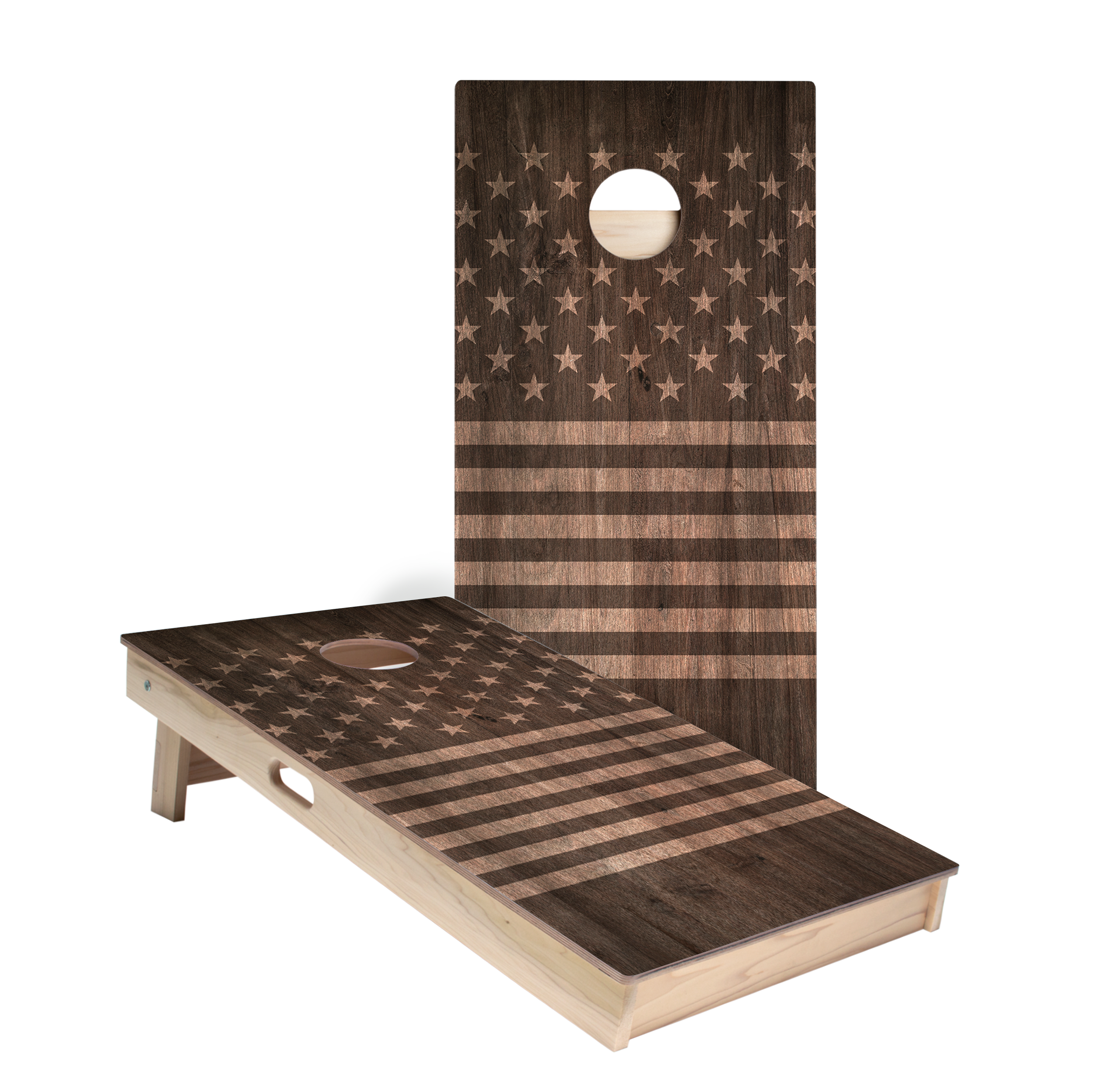 Stars and Stripes Dark Wood Star Cornhole Boards