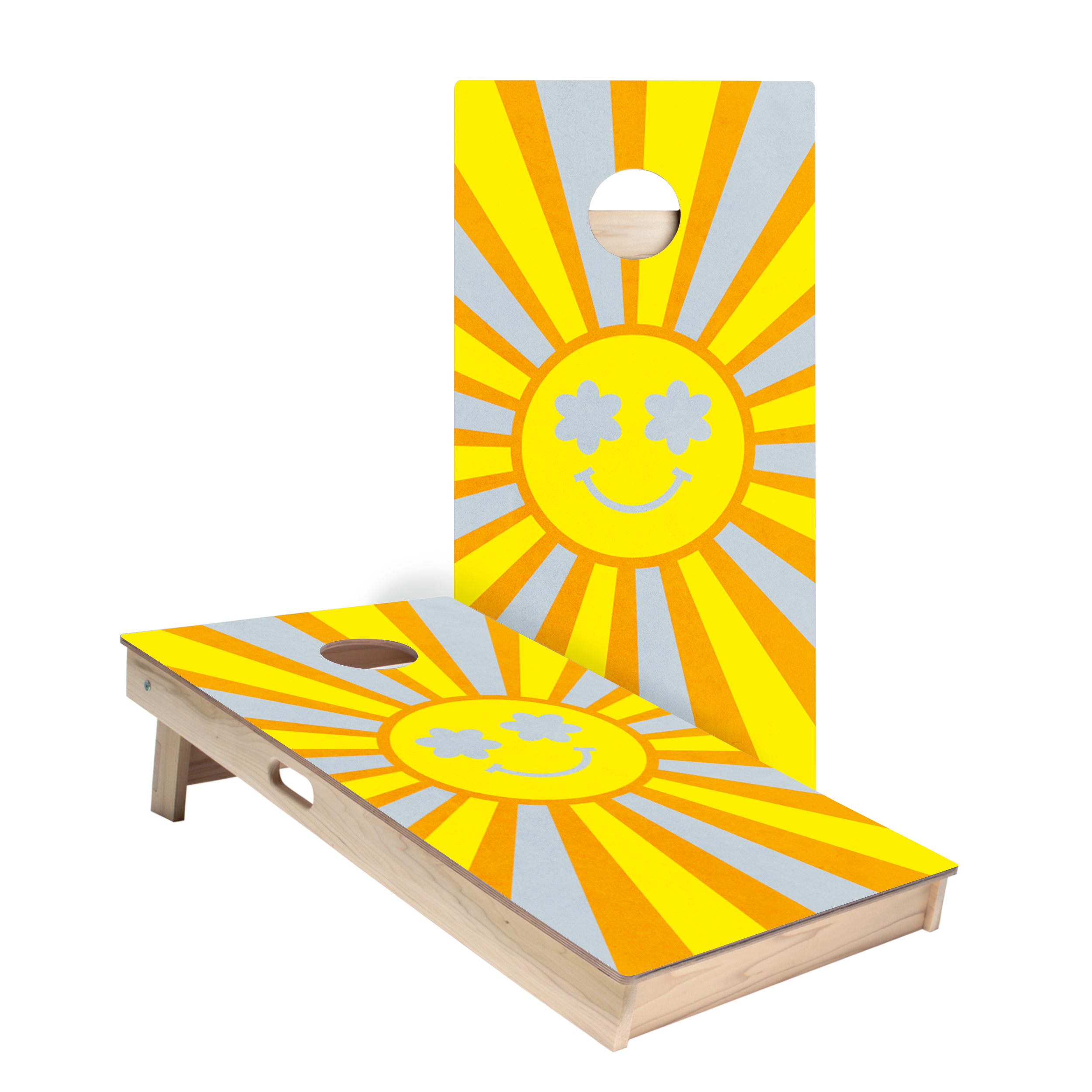 Retro Sunshine Star Cornhole Boards