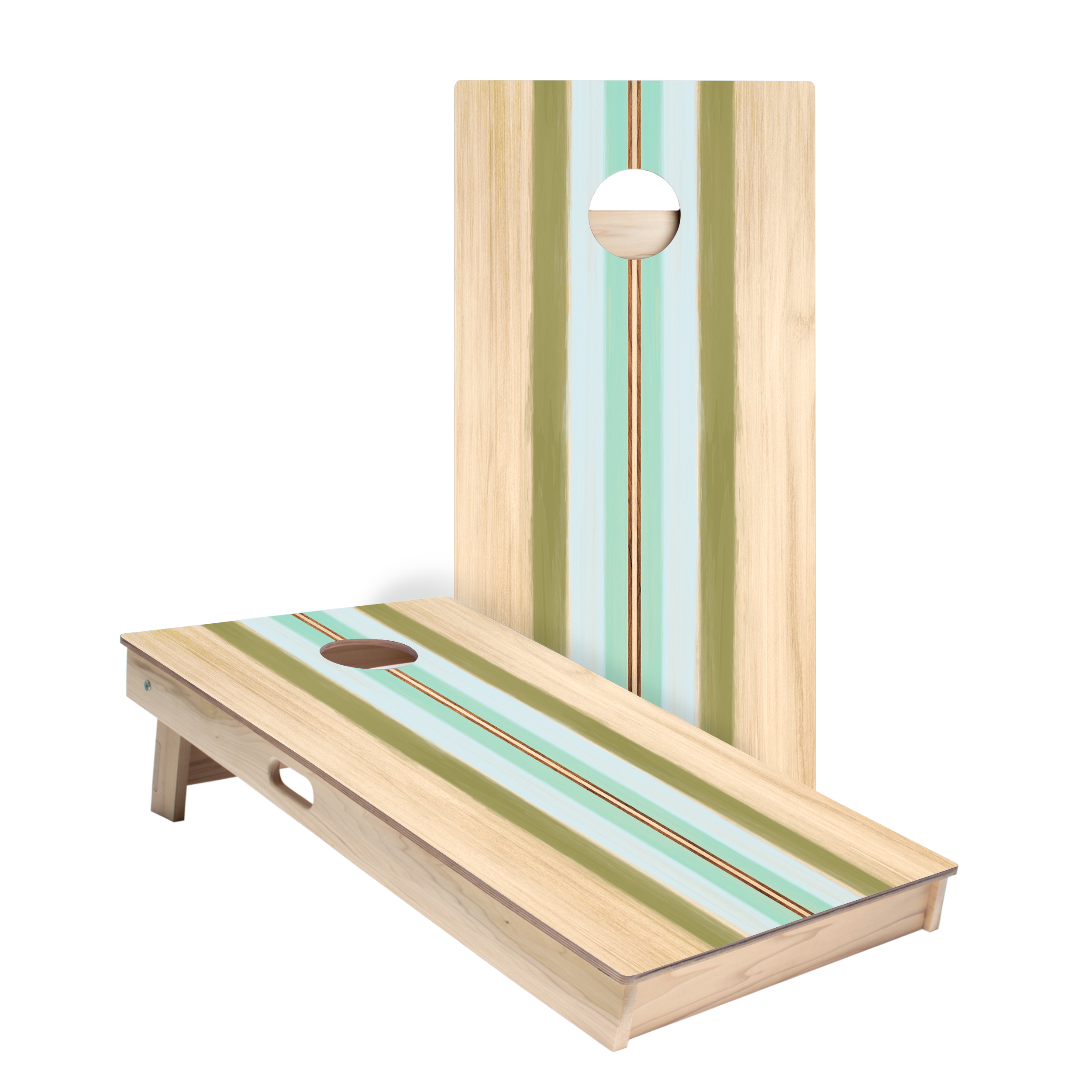 Beachy Retro Stripes Star Cornhole Boards