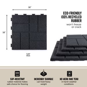 PLAYSAFER Brick Interlocking Rubber Paver Tile
