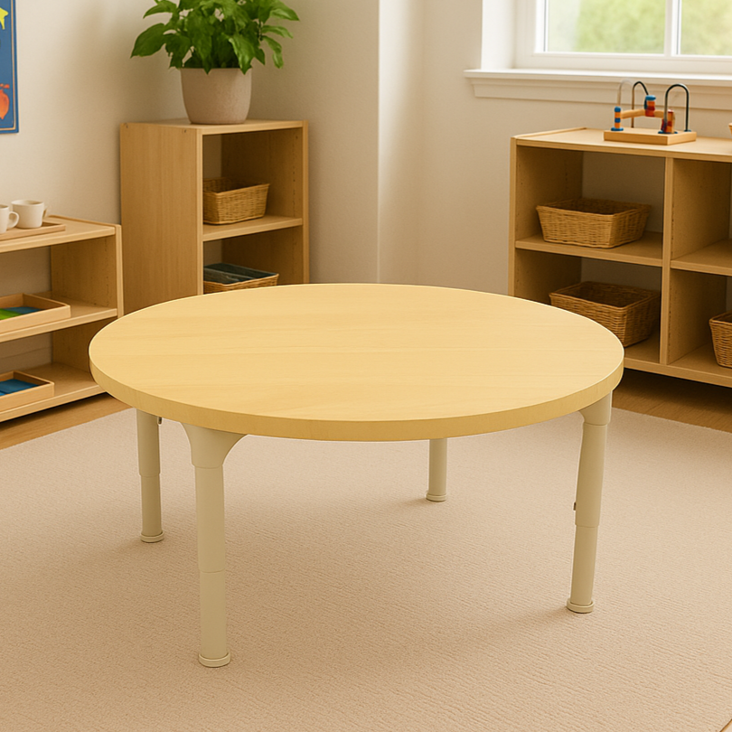 Round Adjustable Kids Table – 36" Diameter, 13" to 17" Height | Toddler & Preschool Activity Table for Classrooms & Daycares