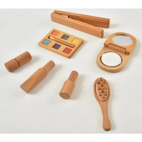 Avenlur 7-in-1 Wooden Kids Makeup Kit – Pretend Play Beauty Set for Toddlers & Girls
