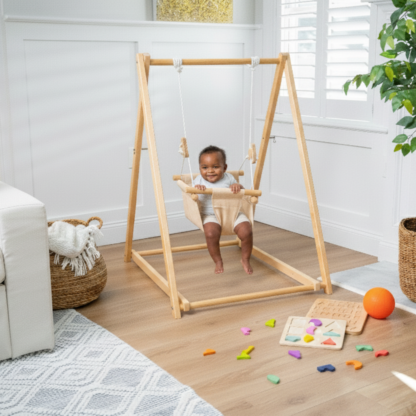 Spruce | Foldable Baby Swing - Beige