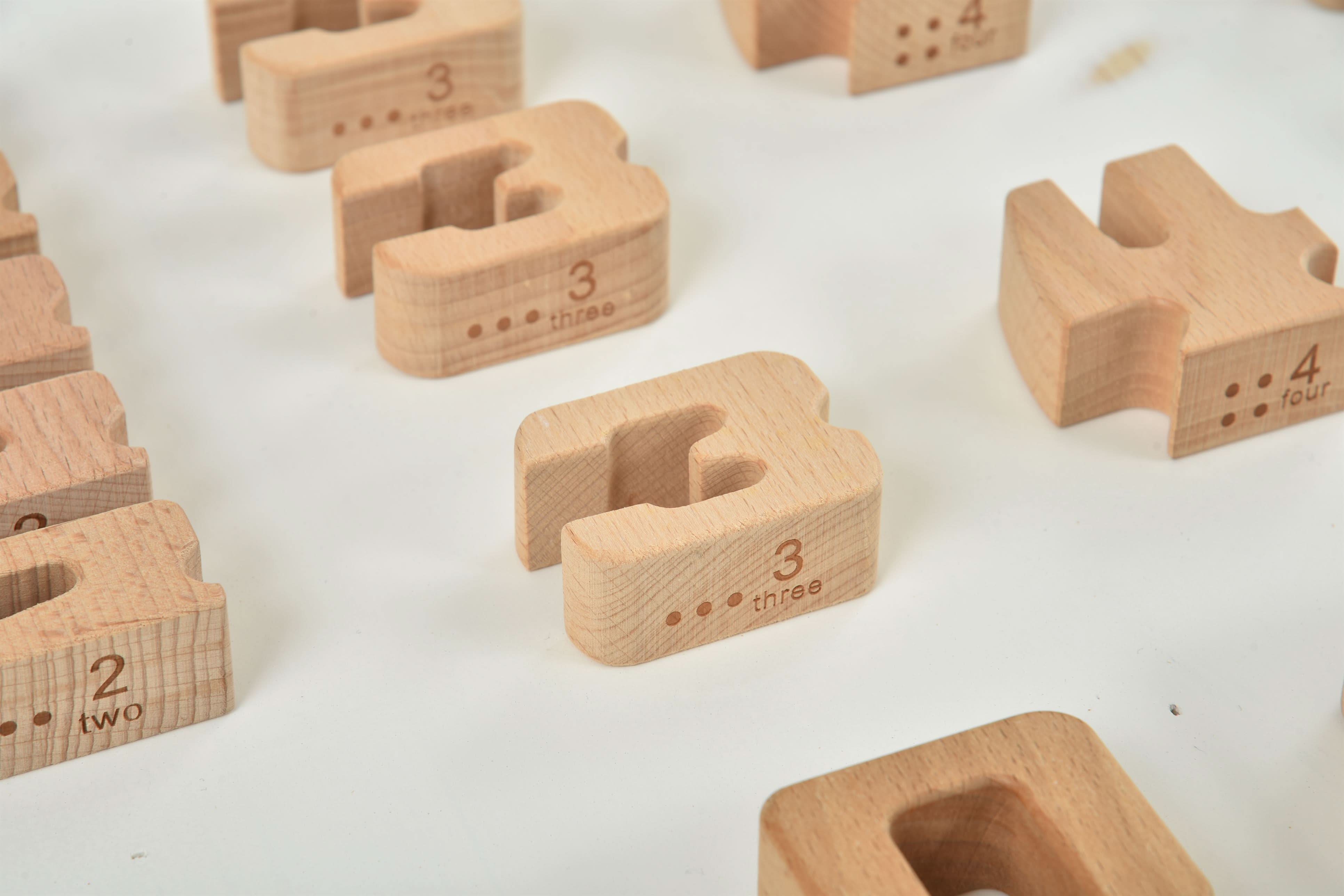 Montessori Wooden Number Height Blocks – Self-Correcting Math Learning Set