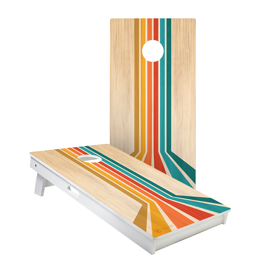 Retro Angled Stripes Versatex All Weather Cornhole Boards
