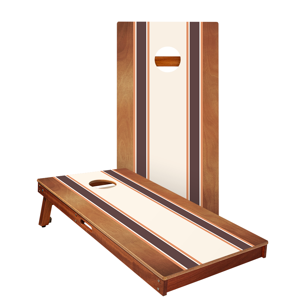 Classic Stripes Mahogany Brown And Orange Silver Series Cornhole Boards