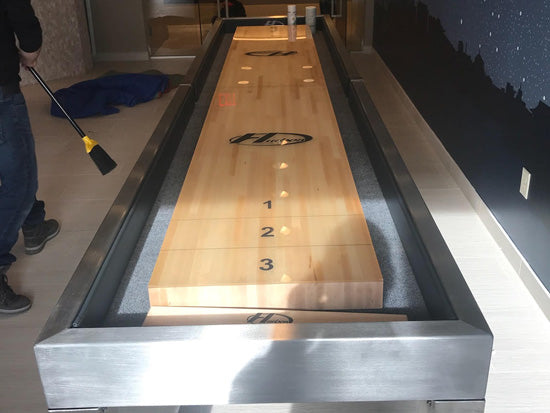 Hudson Brushed Stainless Steel Shuffleboard Table 9'-22' w/Custom Finish Options
