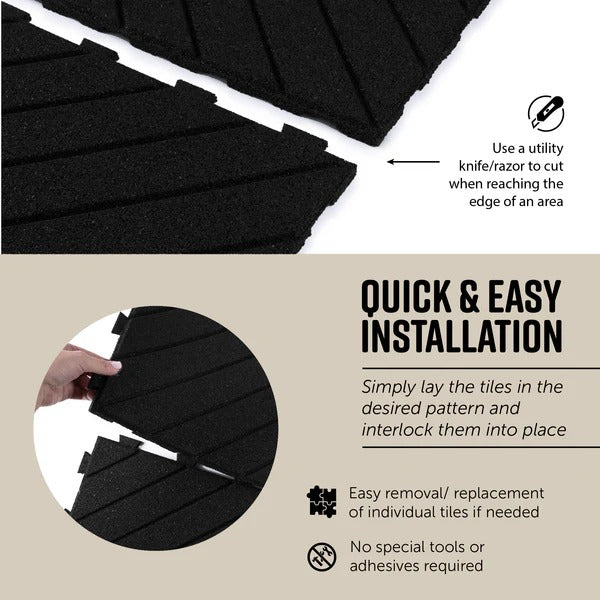 PLAYSAFER Slatted Interlocking Rubber Paver Tile