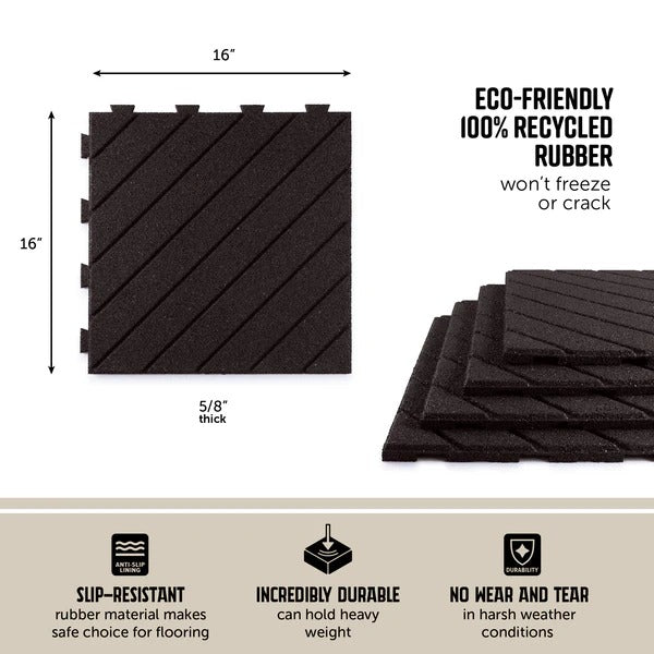PLAYSAFER Slatted Interlocking Rubber Paver Tile