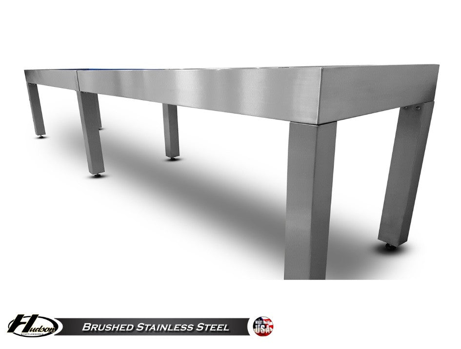 Hudson Brushed Stainless Steel Shuffleboard Table 9'-22' w/Custom Finish Options