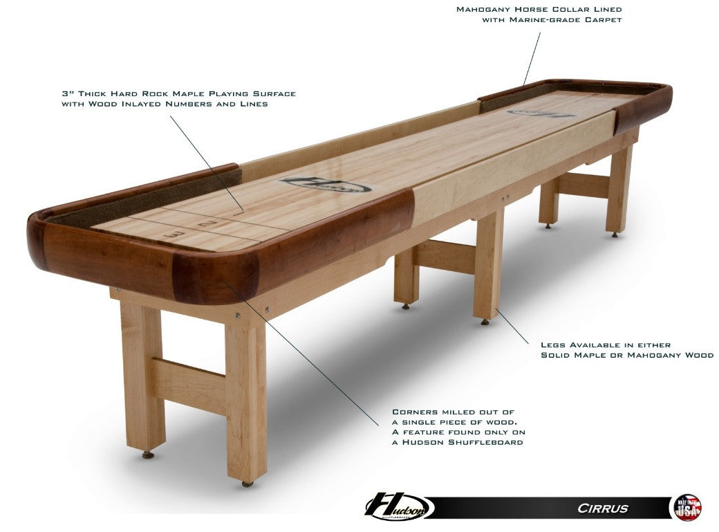 Hudson Cirrus Shuffleboard Table 9'-22 Indoor/Outdoor w/Custom Wood Options