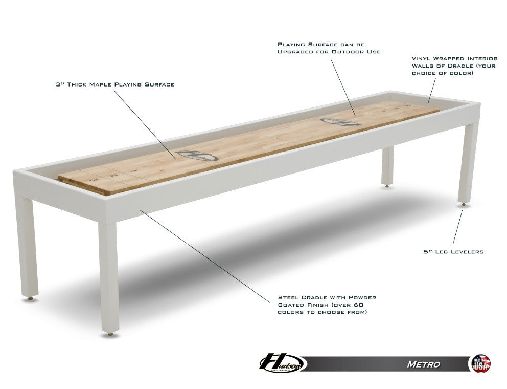 Hudson Metro Shuffleboard 9'-22' with Custom Finish Options