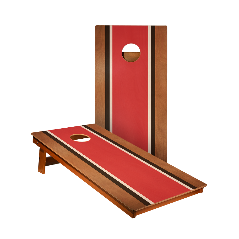 Classic Stripes Mahogany Red, Black, and White Backyard 2400 Cornhole Boards