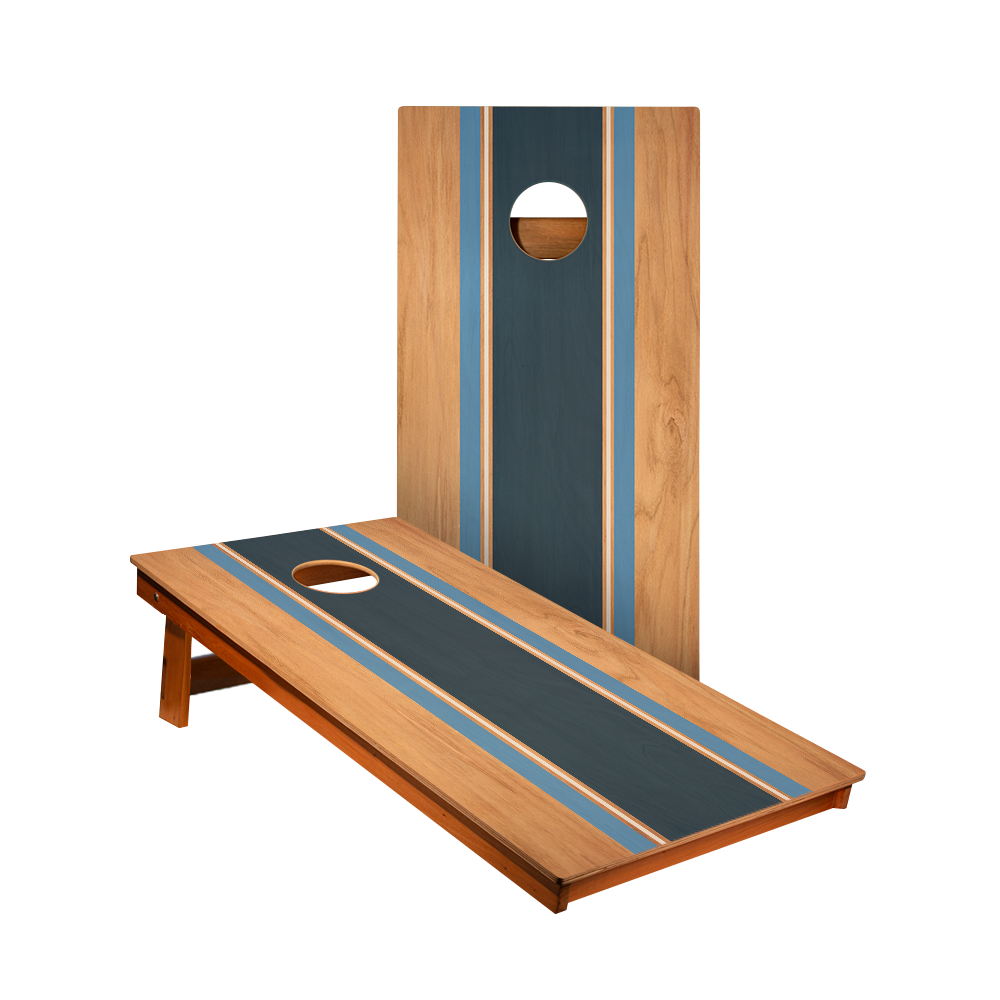 Classic Stripes Natural Wood Blues Backyard 2400 Cornhole Boards
