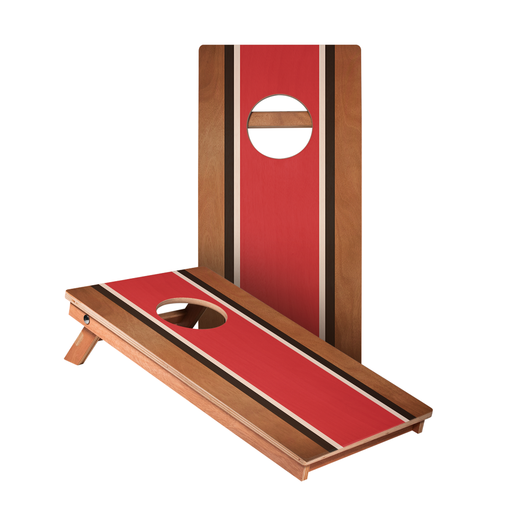 Classic Stripes Mahogany Red, Black, and White Backyard 1200 Cornhole Boards