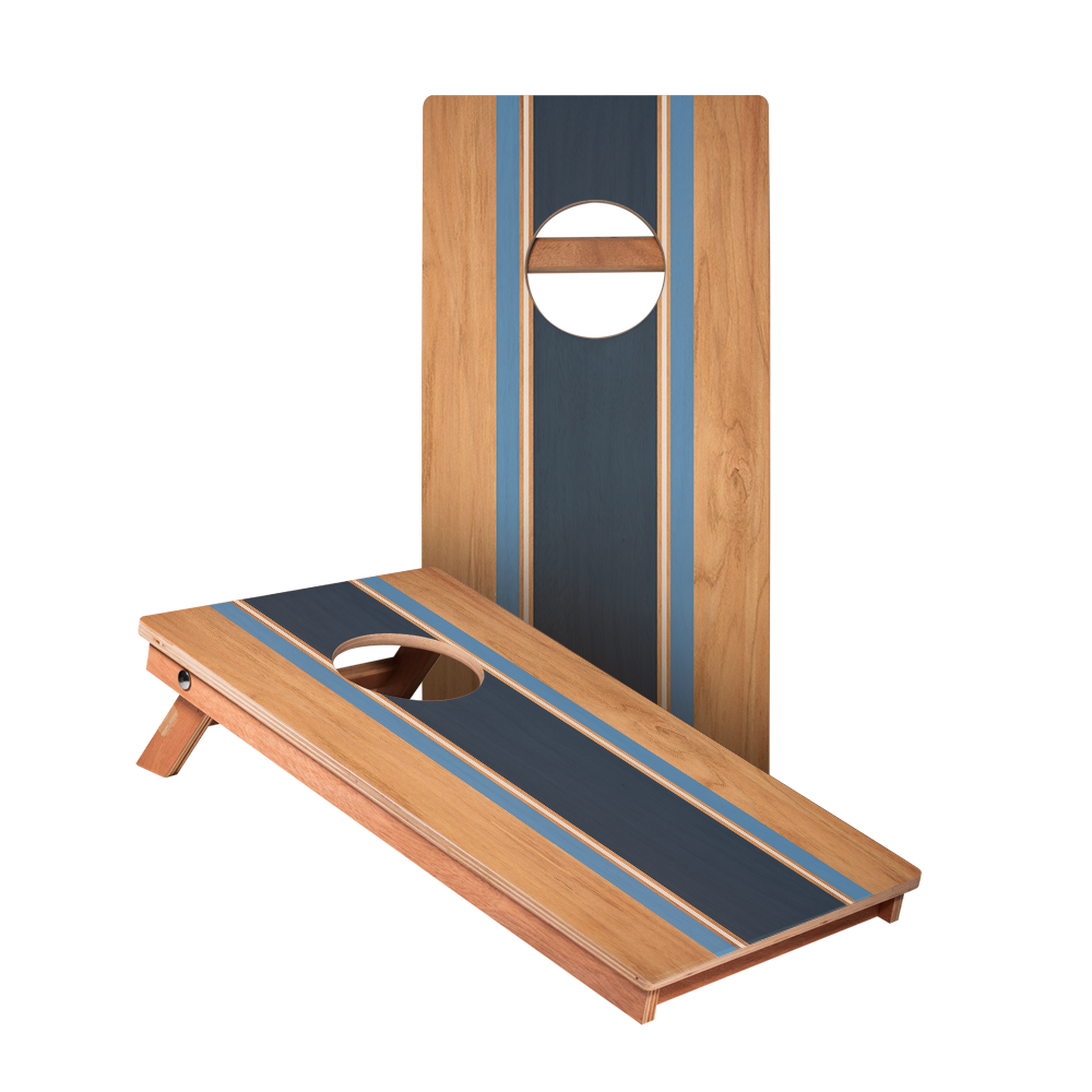 Classic Stripes Natural Wood Blues Backyard 1200 Cornhole Boards