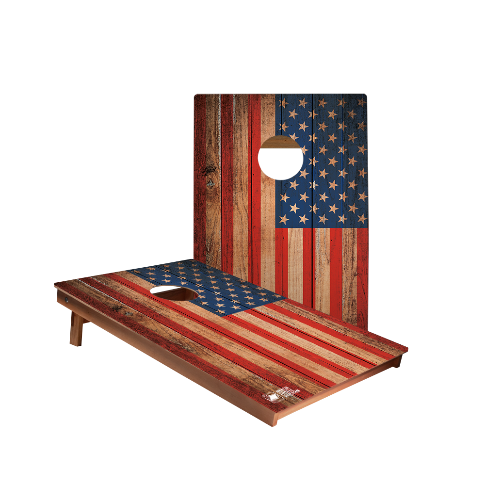 Distressed Wood Flag Backyard 2300 Cornhole Boards