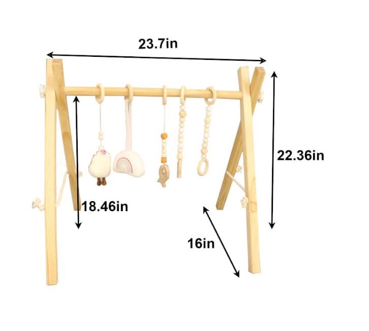 Lilac Wooden Baby Gym | Montessori Infant Play Gym with Hanging Toys